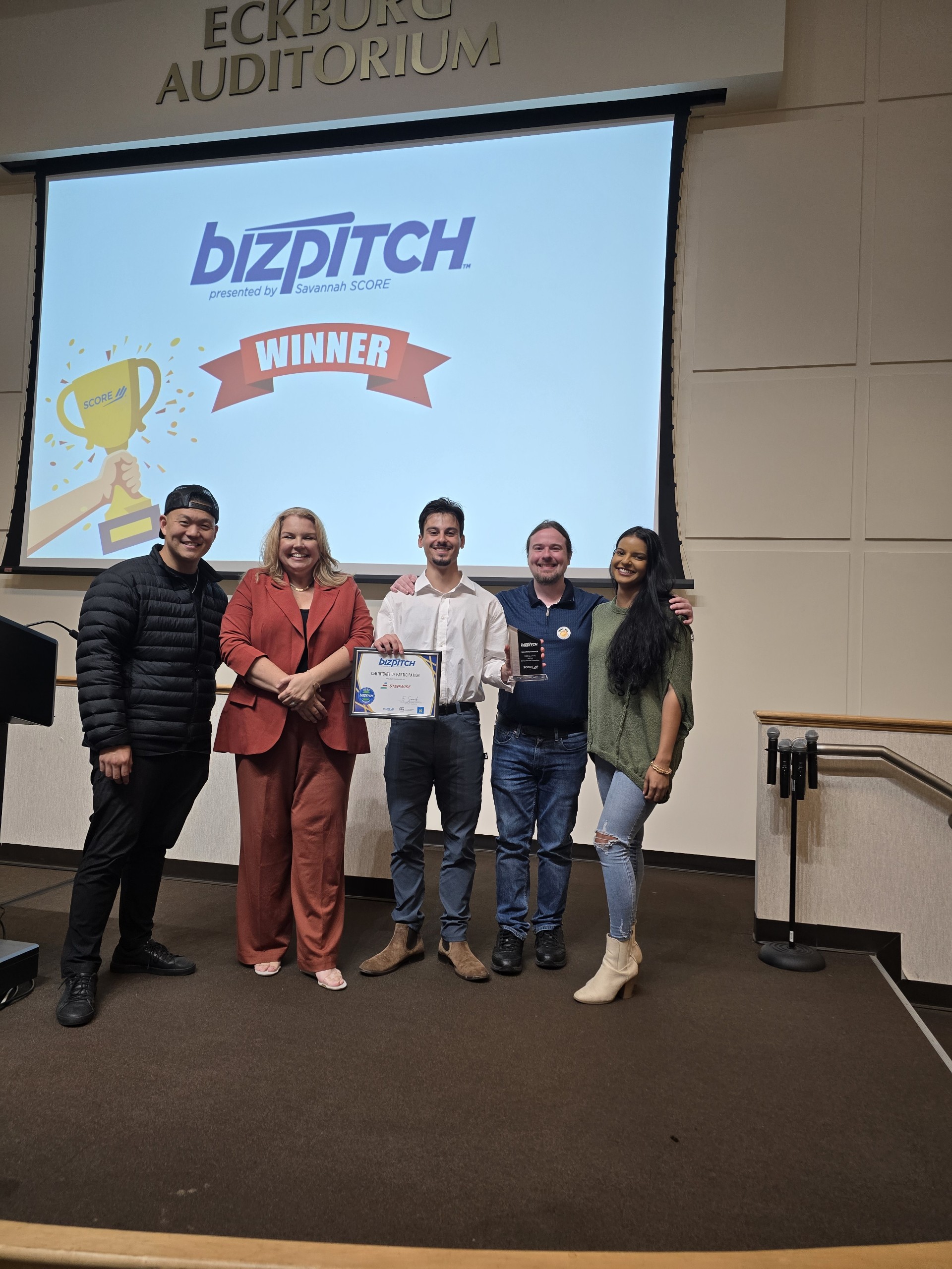 Stepwise team winning 1st place at BizPitch Savannah